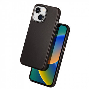 Гръб от естествена кожа DUX DUCIS Naples MagSafe - iPhone 14 тъмнокафяв - Img 2
