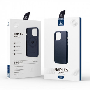 Гръб от естествена кожа DUX DUCIS Naples MagSafe - iPhone 14 Pro син - Img 5