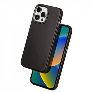 Гръб от естествена кожа DUX DUCIS Naples MagSafe - iPhone 14 Pro тъмнокафяв - Img 2