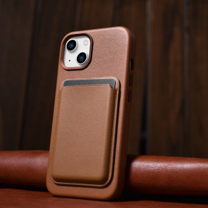 Гръб от естествена кожа iCARER Leather MagSafe - iPhone 14 кафяв - Img 15