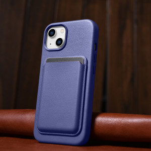 Гръб от естествена кожа iCARER Leather MagSafe - iPhone 14 светлолилав - Img 15