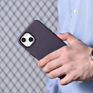 Гръб от естествена кожа iCARER Leather MagSafe - iPhone 14 Plus тъмнолилав - Img 20