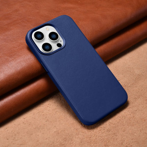 Гръб от естествена кожа iCARER Leather MagSafe - iPhone 14 Pro Max син - Img 13
