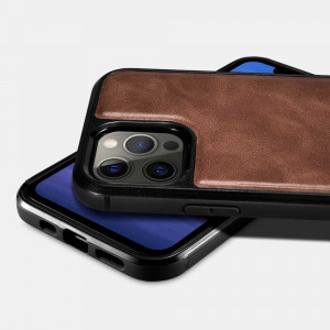 Гръб от естествена кожа iCARER Leather Oil Wax MagSafe - iPhone 12 Pro Max черен - Img 11
