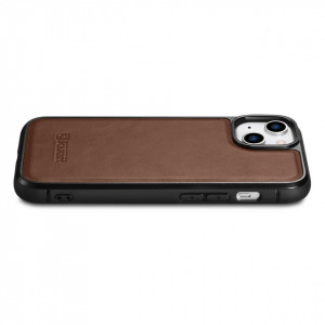 Гръб от естествена кожа iCARER Leather Oil Wax MagSafe - iPhone 14 кафяв - Img 10