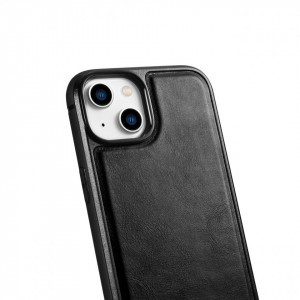 Гръб от естествена кожа iCARER Leather Oil Wax MagSafe - iPhone 14 Plus черен - Img 5