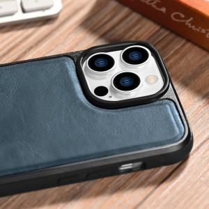Гръб от естествена кожа iCARER Leather Oil Wax MagSafe - iPhone 14 Pro син - Img 15