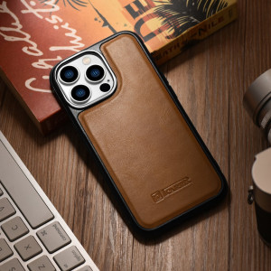 Гръб от естествена кожа iCARER Leather Oil Wax MagSafe - iPhone 14 Pro кафяв - Img 14