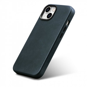 Гръб от естествена кожа iCARER Leather Oil Wax Premium MagSafe - iPhone 14 Plus тъмносин - Img 6