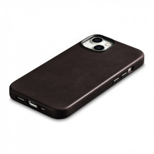 Гръб от естествена кожа iCARER Leather Oil Wax Premium MagSafe - iPhone 14 Plus кафяв - Img 10