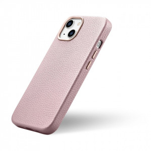 Гръб от естествена кожа iCARER Litchi Premium MagSafe - iPhone 14 Plus розов - Img 9