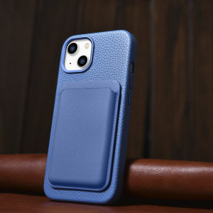 Гръб от естествена кожа iCARER Litchi Premium MagSafe - iPhone 14 Plus светлосин - Img 15