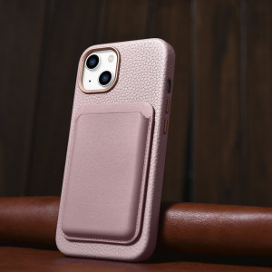 Гръб от естествена кожа iCARER Litchi Premium MagSafe - iPhone 14 Plus розов - Img 15