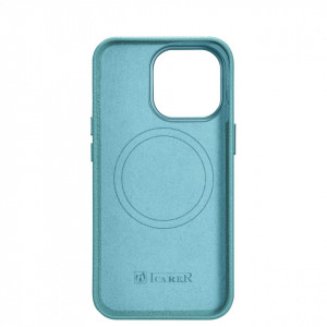 Гръб от естествена кожа iCARER Litchi Premium MagSafe - iPhone 14 Pro Max зелен - Img 3