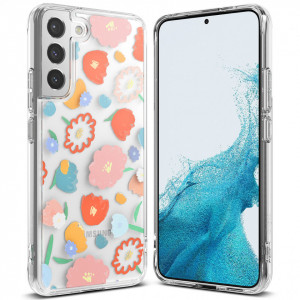 Гръб с гел рамка RINGKE Fusion Armor - Samsung Galaxy S22+ (флорал) прозрачен - Img 1