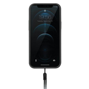 Гръб с лентов държач и каишка UNIQ Heldro с антимикробно покритие - iPhone 12 mini черен - Img 4