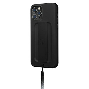 Гръб с лентов държач и каишка UNIQ Heldro с антимикробно покритие - iPhone 12 Pro Max черен - Img 2