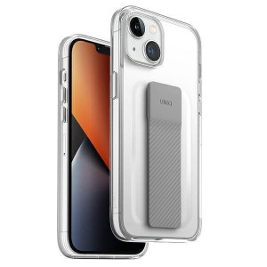 Гръб с лентов държач и каишка UNIQ Heldro с антимикробно покритие - iPhone 14 кристалнопрозрачен - Img 1