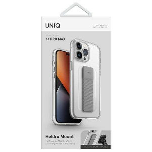 Гръб с лентов държач и каишка UNIQ Heldro с антимикробно покритие - iPhone 14 Pro Max кристалнопрозрачен - Img 9