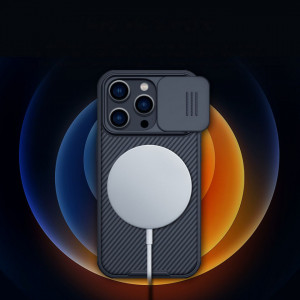 Гръб с подвижно покритие за камерата NILLKIN CamShield Pro MagSafe - iPhone 14 Pro Max син - Img 7