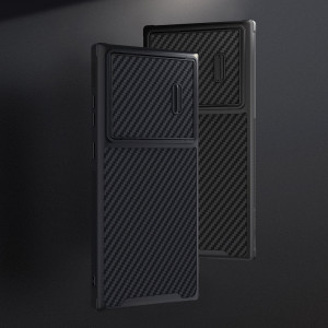 Гръб с подвижно покритие за камерата NILLKIN Synthetic Fiber S - Samsung Galaxy S23 Ultra черен - Img 8