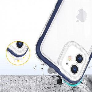 Гръб Clear 3в1 с гел рамка - iPhone 12 син - Img 6