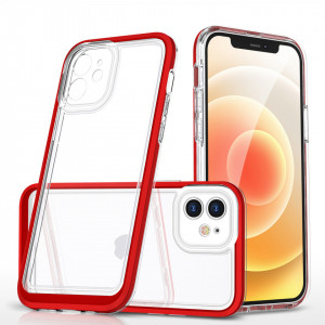 Гръб Clear 3в1 с гел рамка - iPhone 12 червен - Img 1