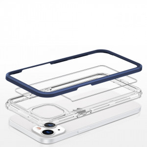 Гръб Clear 3в1 с гел рамка - iPhone 13 син - Img 5