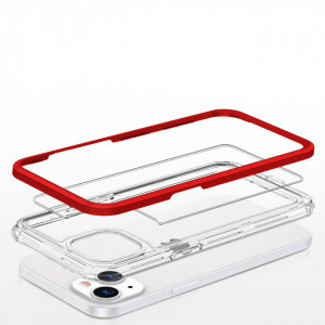 Гръб Clear 3в1 с гел рамка - iPhone 13 mini червен - Img 5