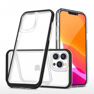 Гръб Clear 3в1 с гел рамка - iPhone 14 Pro Max черен - Img 1