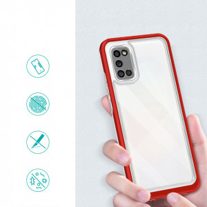 Гръб Clear 3в1 с гел рамка - Samsung Galaxy A03s червен - Img 2