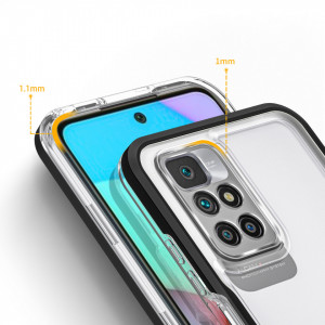 Гръб Clear 3в1 с гел рамка - Xiaomi Redmi 10 / 10 2022 / Note 11 4G черен - Img 4