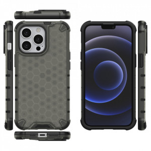 Гръб Honeycomb Armor със силиконов бъмпер - iPhone 13 Pro черен - Img 2
