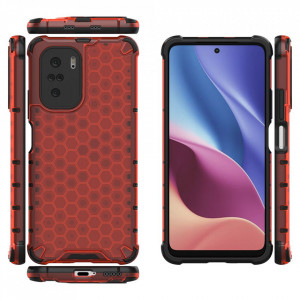 Гръб Honeycomb Armor със силиконов бъмпер - Xiaomi Mi 11i / Mi 11X / Poco F3 / Redmi K40 / K40 Pro / K40 Pro Plus червен - Img 5