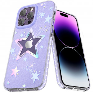 Гръб KINGXBAR Heart Star - iPhone 14 Plus лилава звезда - Img 2