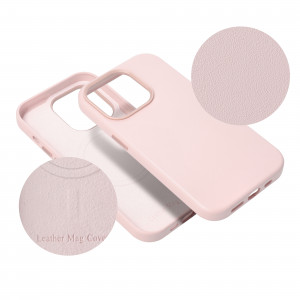 Гръб Leather Mag съвместим с MagSafe - iPhone 14 Pro розова пудра - Img 8