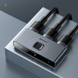 Двупосочен суич BASEUS HDMI към 2x HDMI 4K / 30 Hz (CAHUB-BC0G) сив - Img 11
