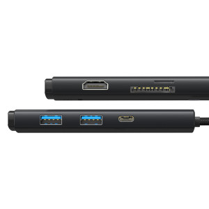 Докинг станция BASEUS Lite Series USB Type C към 2x USB Type A 3.0 / USB Type C / HDMI 1,4 / четец за SD и Micro SD карти (WKQX050001) черна - Img 4