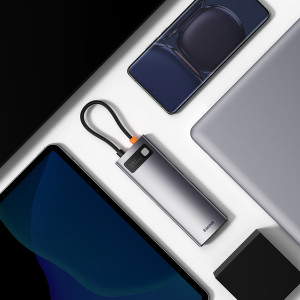 Докинг станция BASEUS StarJoy 6в1 USB Type C към 3x USB Type A / HDMI / RJ45 / USB Type C Power Delivery сива - Img 10