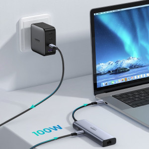 Докинг станция UGREEN 5в1 USB Type C към HDMI 1.4 / 3x USB Type A / USB Type C Power Delivery 100W CM511 сива - Img 5
