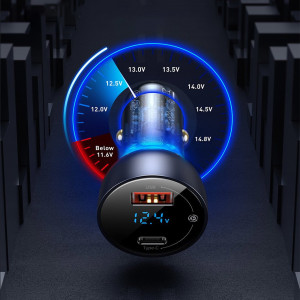 Зарядно за кола BASEUS 65W USB Type A / USB Type C QC PPS с LED дисплей черно - Img 16