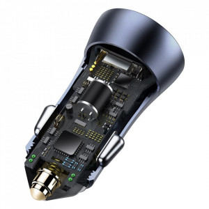 Зарядно за кола BASEUS Golden Contactor Pro 40W 2x USB Type A QC SCP FCP AFC + кабел USB Type C (TZCCJD-A0G) сиво - Img 7
