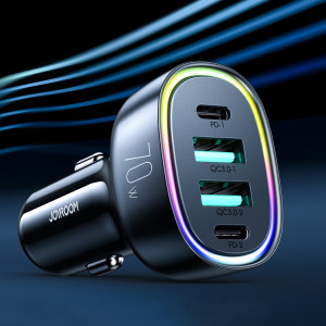 Зарядно за кола JOYROOM 70W 2x USB Type A / 2x USB Type C с осветление (JR-CL29) черно - Img 2