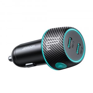 Зарядно за кола JOYROOM 70W 2x USB Type C с осветление (JR-CCN02) черно - Img 1