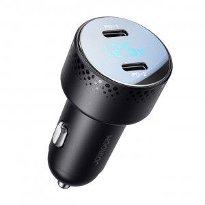 Зарядно за кола JOYROOM 70W 2x USB Type C с LED диспелй (JR-CCD02) черно - Img 2