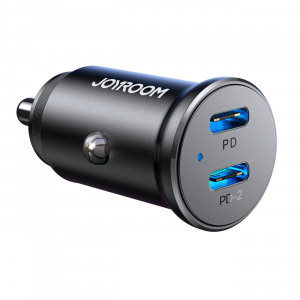 Зарядно за кола JOYROOM JR-CCN06 30W 2x USB Type C черно - Img 1