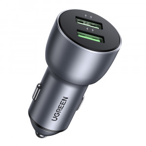 Зарядно за кола UGREEN 36W 2x USB Type A 36W QC SCP FCP AFC (CD213 10144) сиво - Img 1