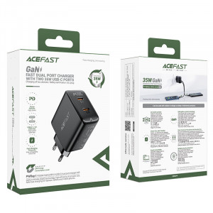 Зарядно за стена ACEFAST GaN 35W PD 2x USB Type C (A49) черно - Img 5