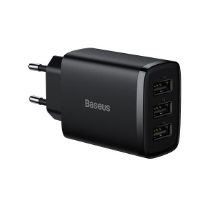 Зарядно за стена BASEUS 17W 3x USB Type A (CCXJ020101) черно - Img 1