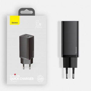 Зарядно за стена BASEUS GaN2 Lite 65W USB Type A / USB Type C PD QC3.0 (CCGAN2L-B01) черно - Img 14